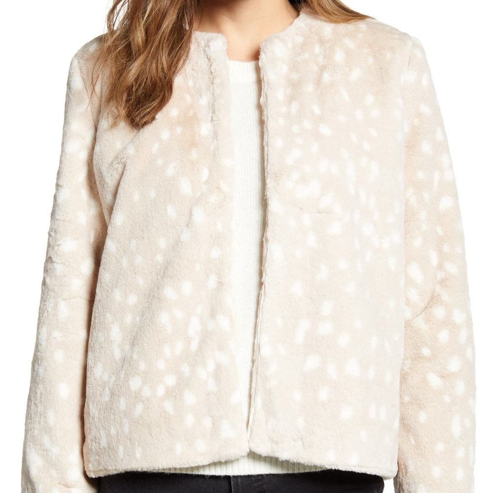 RACHEL PARCELL Printed Faux Fur Jacket Coat